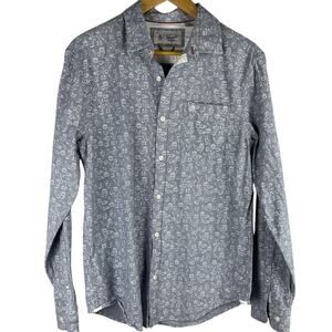 Original Penguin Button Down Gray & White Bowling‎ Ball & Pins Shirt Size Medium
